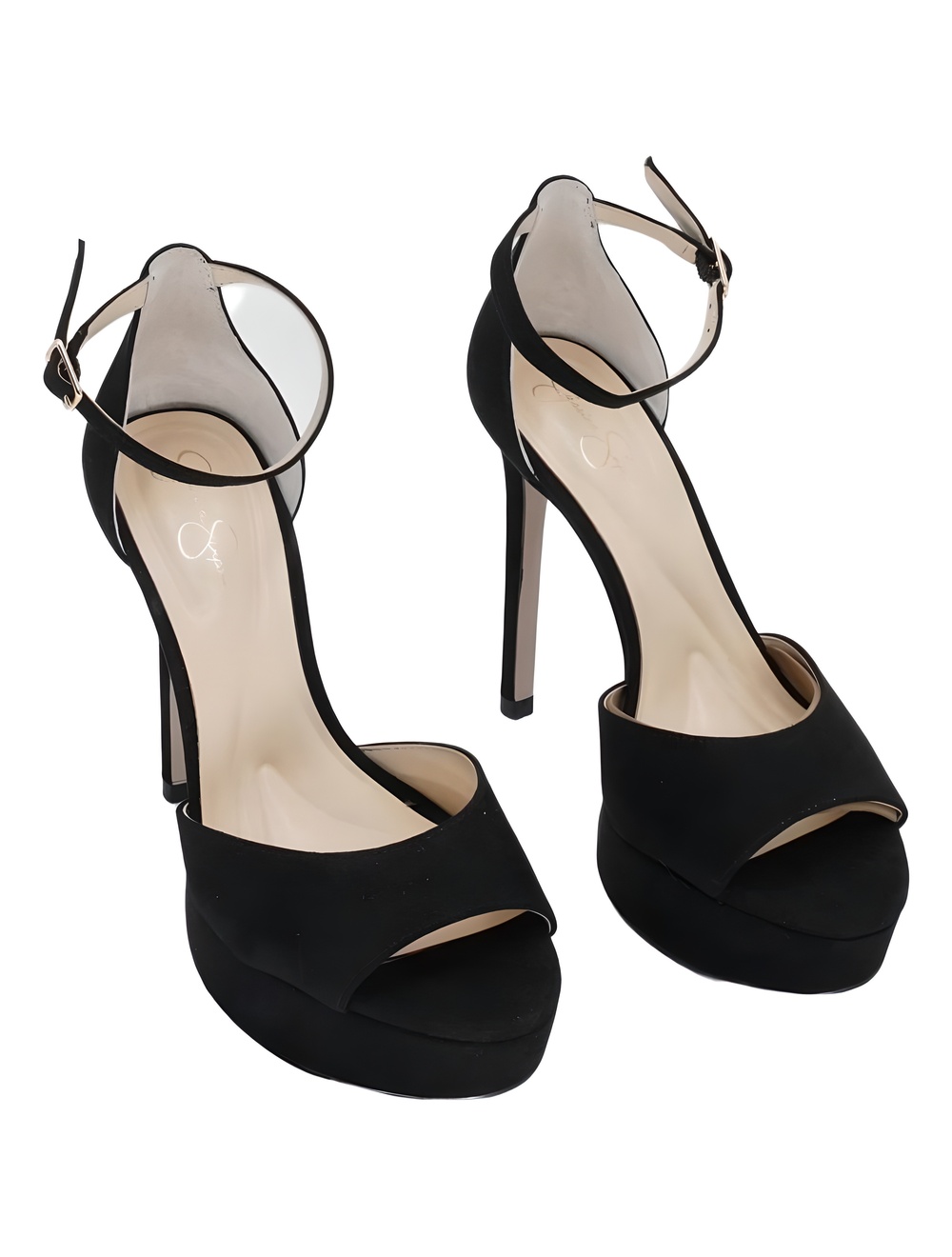 Jessica Simpson Sohilea Two-Piece Platform Black Suede Stiletto Heel Size 5.5M